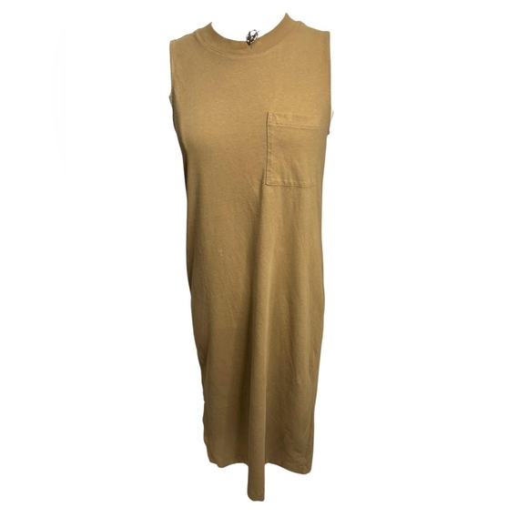 Everlane 100% Cotton Brown Maxi Casual T-shirt Dress Size Small Sleeveless - Picture 1 of 7
